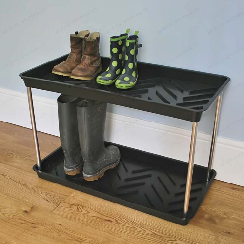 Plateau double étage égouttoir pour bottes et chaussures