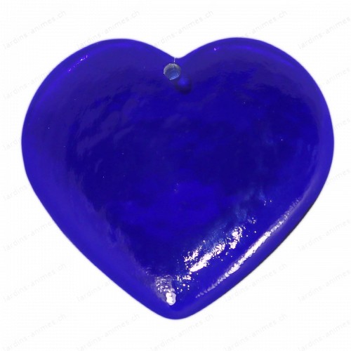 Coeur en verre fait main BLEU